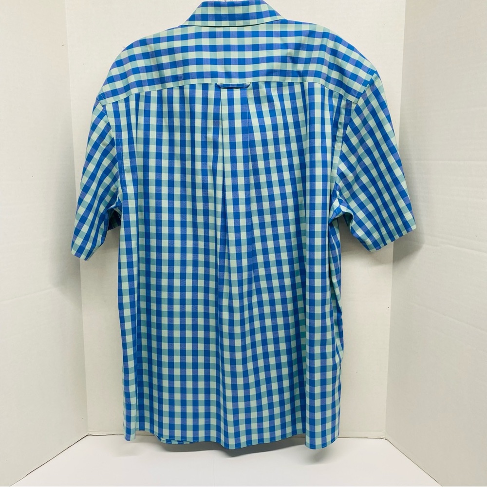 Orvis Short Sleeve Button Down Blue Green Plaid Size L Active Fit Pocket Casual - Picture 2 of 12